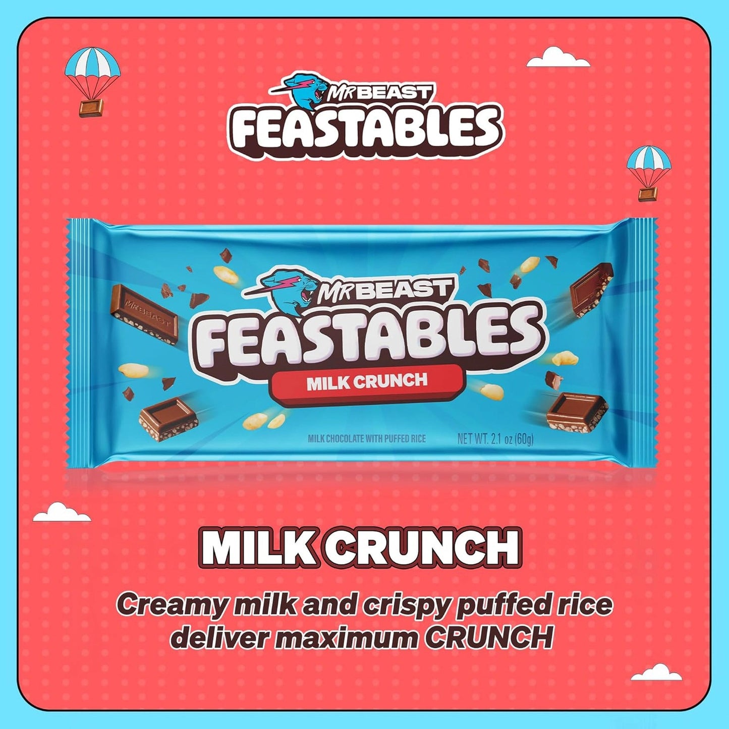 Mr.Beast Feastables Milk Crunch Chocolate Bar 60g