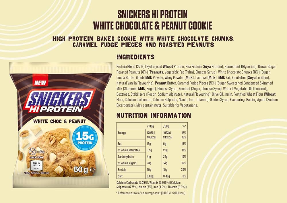 Snickers Hi-Protein White Chocolate & Peanut 60g