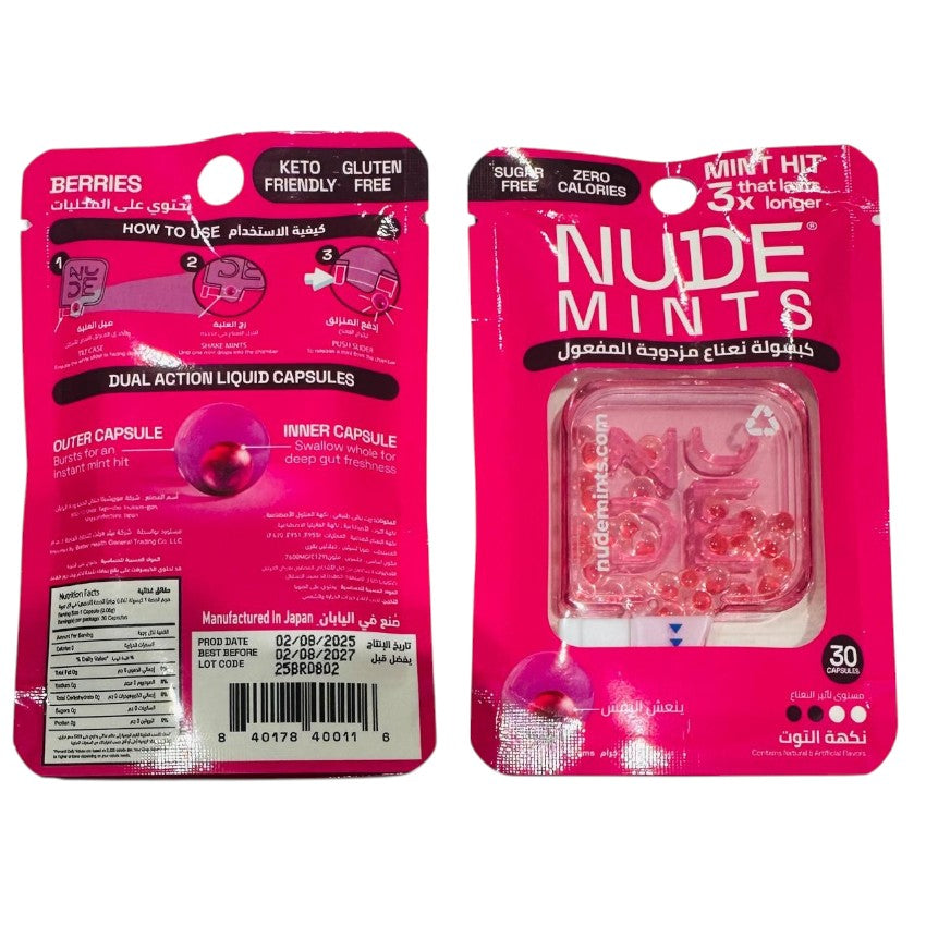 Nude Mints Berries Flavor 30 Capsules