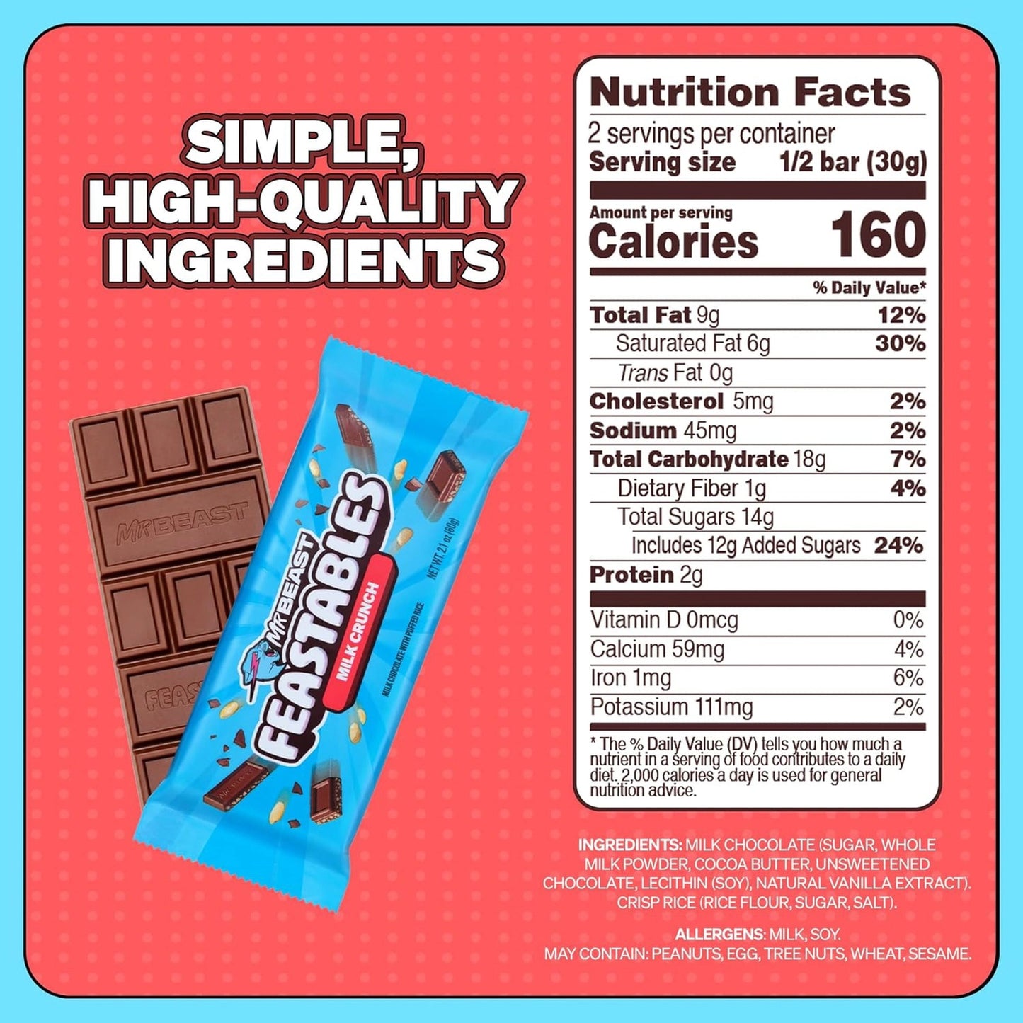 Mr.Beast Feastables Milk Crunch Chocolate Bar 60g