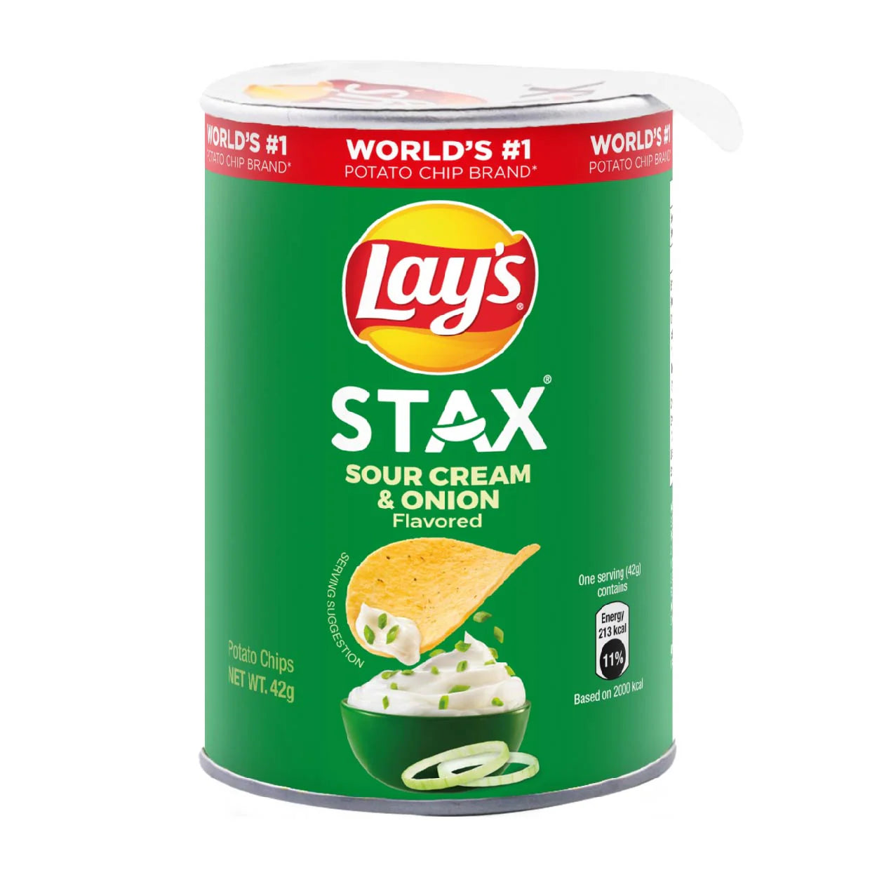 Lay'S Stax Sour Cream Onion Potato Chips  - Halal 42G