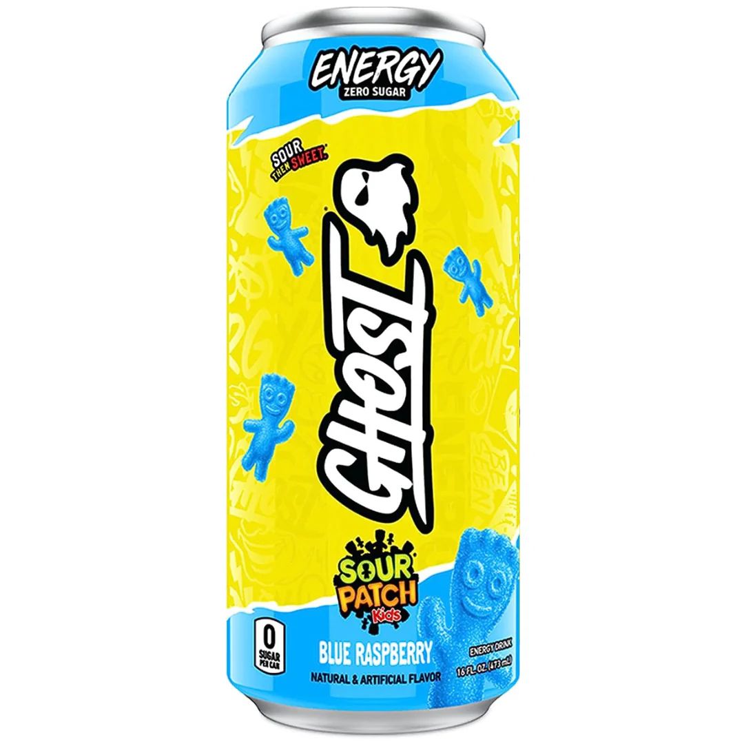 Ghost Energy Drink Zero Sugar Sour Patch Kids Blue Raspberry 473ml