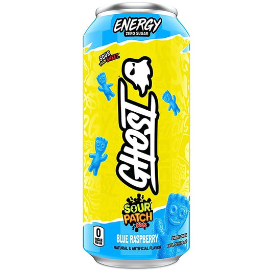 Ghost Energy Drink Zero Sugar Sour Patch Kids Blue Raspberry 473ml