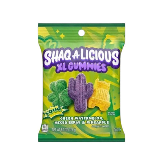 Shaq-A-Licious XL Gummies Sours:Green Watermelon, Mixed Berry & Pineapple 175g