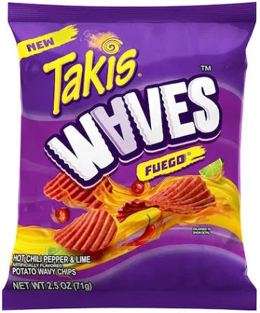 Takis Waves Fuego 2.5 Ounce - Hot Chilli Pepper & Lime Potato Wavy Chips